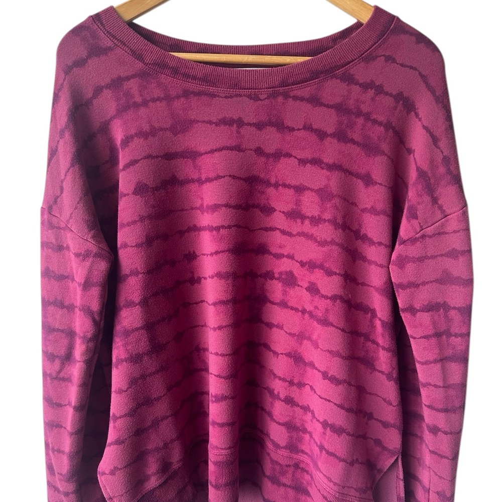 Athleta Coaster Luxe Tie Dye Shibori Striped Pink Sweatshirt M - Picture 3 of 8